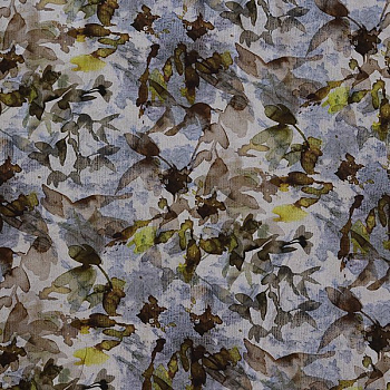 Изображение Плательная вискоза, мазки, листва, деним