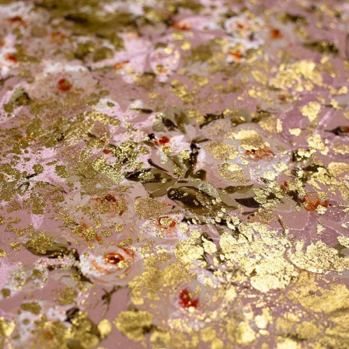 Изображение Шелк деворе, поталь, золото, розовый, дизайн BLUMARINE