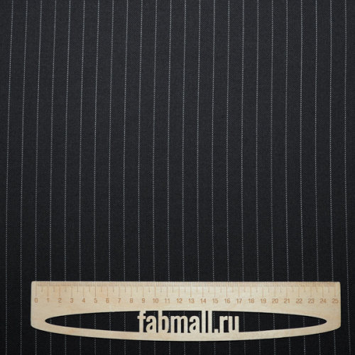 Изображение Костюмная ткань черная, шерсть, полоска, стретч, дизайн ARMANI