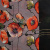 Изображение Шелк натуральный шифон кайма серо-бежевый, крупные маки