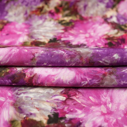 Изображение Креп кади цветы, мазки, розовый, дизайн BLUMARINE