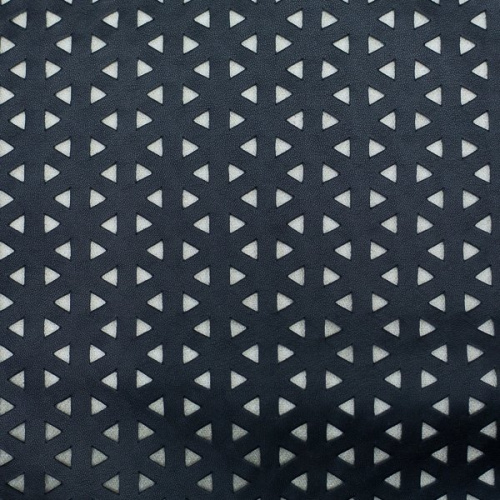 Изображение Кожа искусственная, перфорированная, треугольники, черный