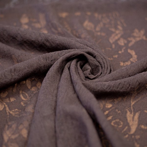 Изображение Марлевка шерстяная деворе, муслин, темный шоколад