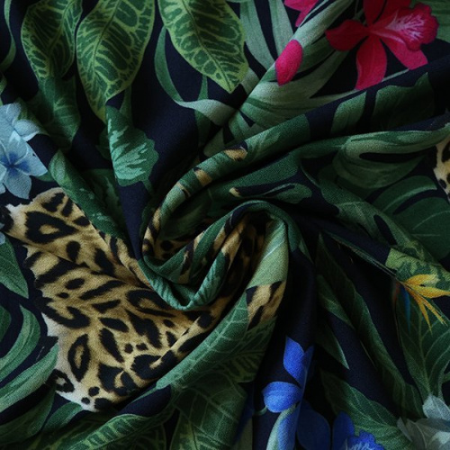 Изображение Креп, тропики, леопард, дизайн D&G