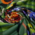 Изображение Трикотаж вязаный стрейч, цветы на зеленой клетке