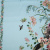 Изображение Сатин купон голубой, цветы и птицы