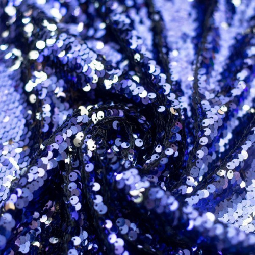 Изображение Сетка с пайетками синий, серебро
