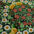 Изображение Крепдешин, яркие цветы и зелень на черном, вискоза