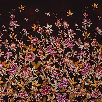 Изображение Крепдешин стрейч, кайма цветы, дизайн SALVATORE FERRAGAMO