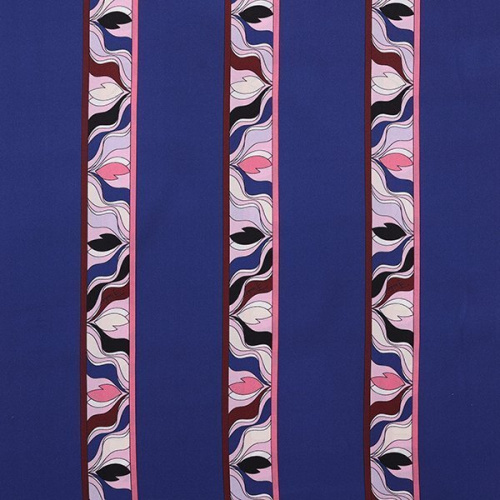 Изображение Шелк твил, полосы, цветы, синий, дизайн EMILIO PUCCI