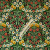 Изображение Крепдешин, яркие цветы и зелень на черном, вискоза