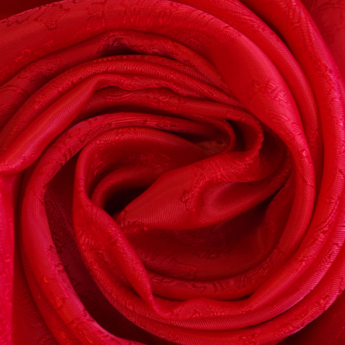 Изображение Подкладочная ткань красная, жаккард, огурцы