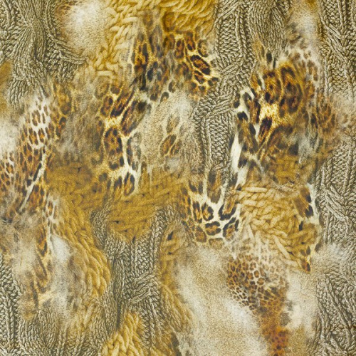 Изображение Шелк стрейч, вязаные косы и леопард