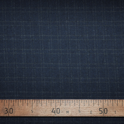 Изображение Пальтово-костюмная ткань темно-синяя, клетка, стретч, дизайн MAX MARA