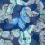 Изображение Шифон крэш шелковый, бабочки, синий