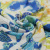 Изображение Платок шелковый, синие бабочки, желтые цветы