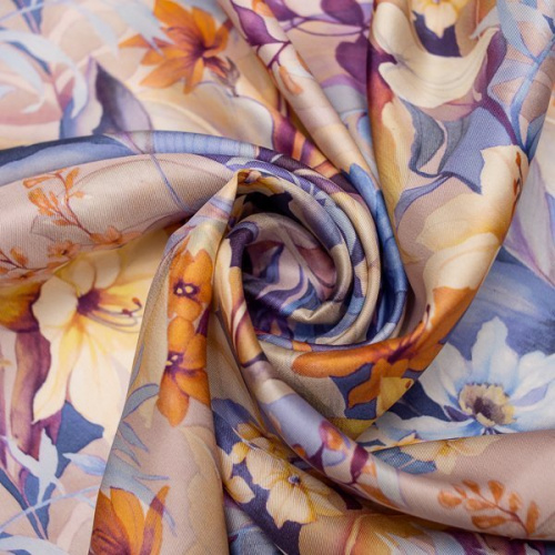 Изображение Шелк твил цветы, сиреневый, дизайн PIERRE CARDIN