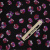 Изображение Плательная ткань черная, цветы с разноцветными лепестками