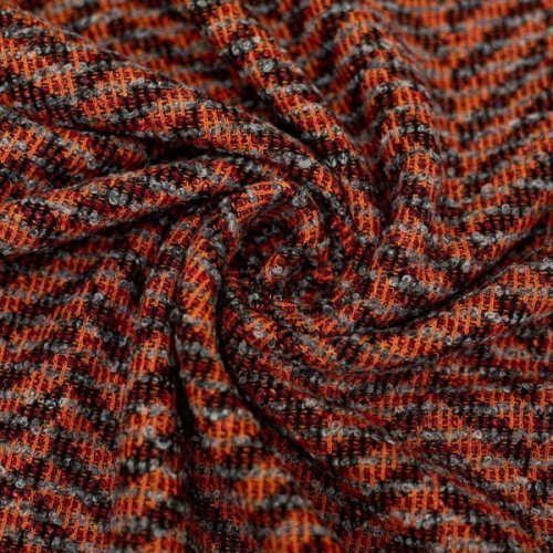 Изображение Трикотаж вязаный, зигзаг, серый, оранжевый, терракотовый