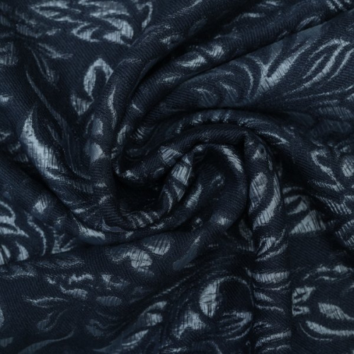 Изображение Жаккард фукра цветы черный, серый