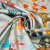 Изображение Шелк атласный цветочный узор на серебре