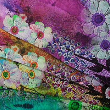 Изображение Штапель кайма цветы, 4 цвета