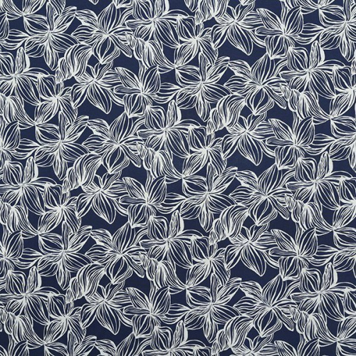 Изображение Плательная стрейч, цветы, темно-синий