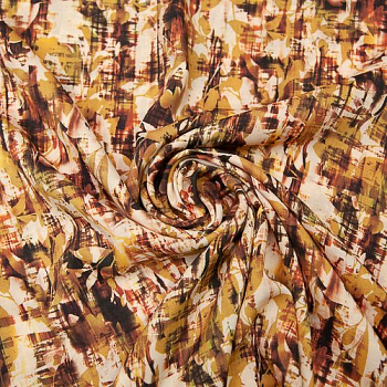 Изображение Плательная ткань вискоза, листья, два цвета