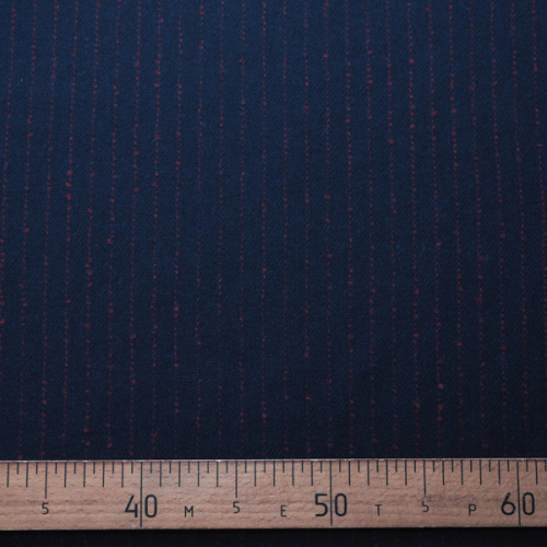 Изображение Костюмная ткань темно-синяя, шерсть, полоска
