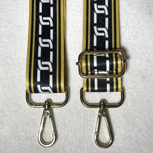 Изображение Ремень для сумки плечевой с карабинами, 140 см, дизайн белая цепь, черный желтый