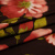 Изображение Трикотаж стрейч, вискоза с эластаном, цветы на темно-коричневом
