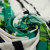 Изображение Трикотаж стрейч купон белый, вискоза с эластаном, черная и цветочная полосы