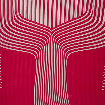Изображение Шелк натуральный шифон купон, красно-белые полоски