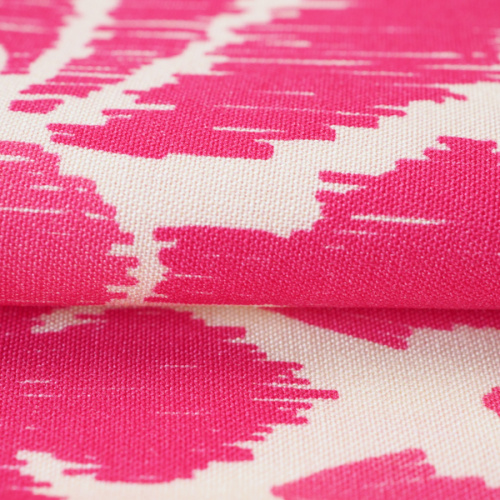 Изображение Плательная ткань, вискоза, белая с розовыми графическими цветами, дизайн FORTE FORTE