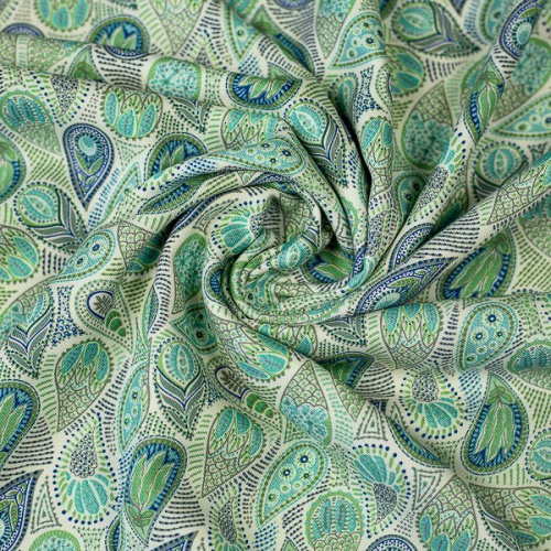 Изображение Плательная ткань тенсель, турецкие огурцы на зеленом