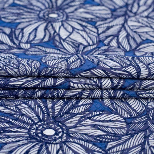 Изображение Жаккард цветы, белый, синий, голубой