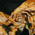 Изображение Жоржет купон черный, полиэстер, размытые цветы этно