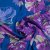 Изображение Натуральный шелк шифон кайма, синий, крупные цветы