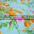 Изображение Трикотаж стрейч, с вискозой и эластаном, яркие букеты цветов в небе