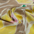 Изображение Шелк натуральный шифон, бежевый, крупные желтые цветы