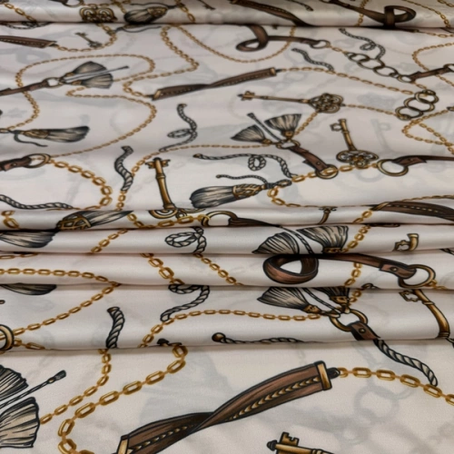 Изображение Плательная ткань цепи, ремни, дизайн VERSACE