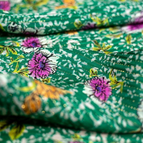Изображение Вискоза деворе, с люрексом, цветы, полоса, дизайн MAX MARA