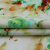 Изображение Плательная стрейч, цветы акварель, зеленый, оранжевый