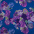 Изображение Натуральный шелк шифон кайма, синий, крупные цветы