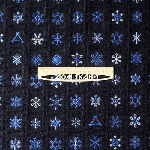 Изображение Пальтовая ткань с вышивкой, темно-синяя