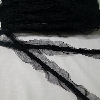 Тесьма декоративная шнур на сетке, черный