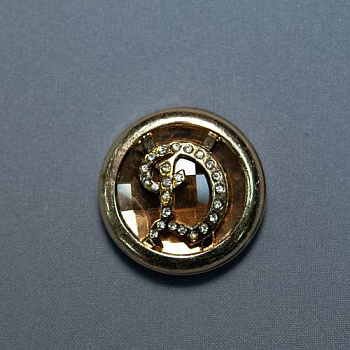 Пуговица для шубы со стразами, дизайн буква «D» золотом, 38 мм