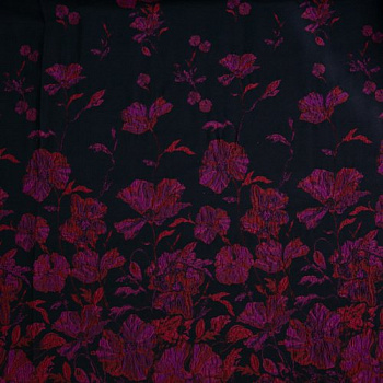 Изображение Жаккард купон, костюмная ткань, малиново-лиловые цветы