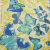 Изображение Платок шелковый, синие бабочки, желтые цветы