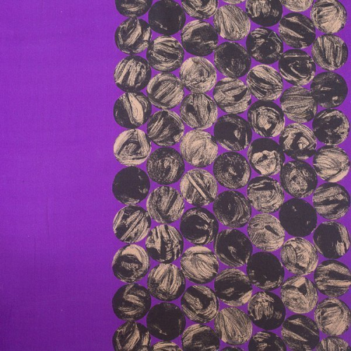 Изображение Шелк стрейч кайма горох, фиолетовый, черный